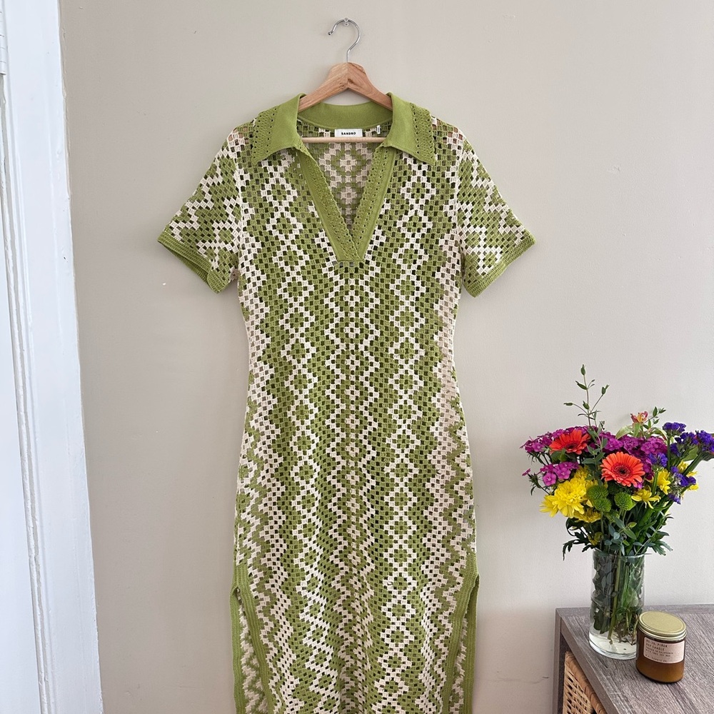 🚫 SOLD on Depop - Sandro Crochet Maxi Dress
